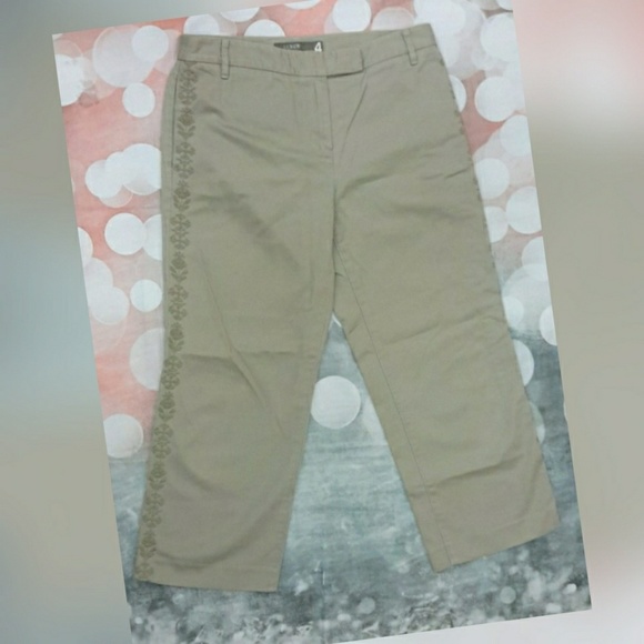 J. Crew khaki embroidered pants - Picture 1 of 4